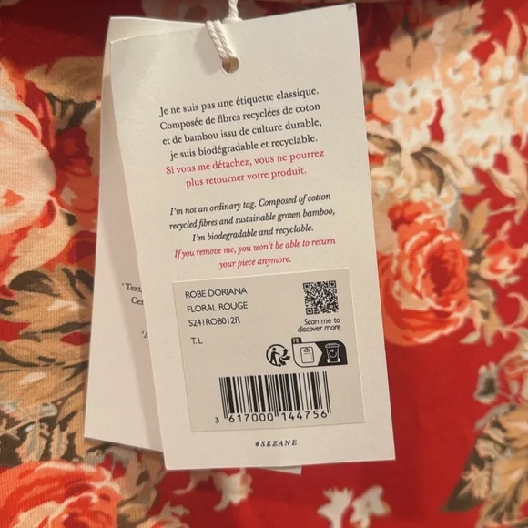 SÉZANE Doriana Bodycon Dress in Red Floral Print sz L NWT - Picture 11 of 11